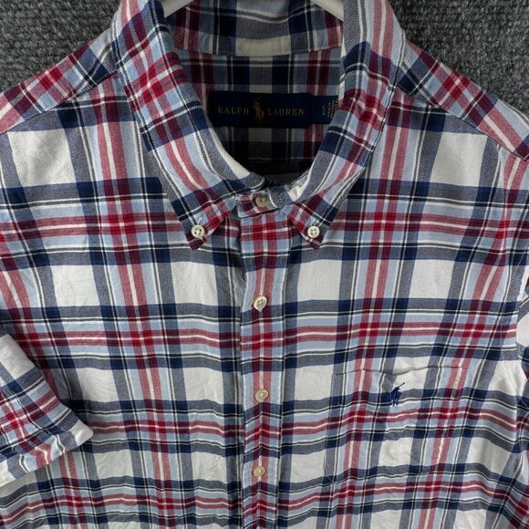 Ralph Lauren Other - Ralph Lauren Short Sleeve Button Up Shirt Men Cotton OCBD Red White Blue Large
